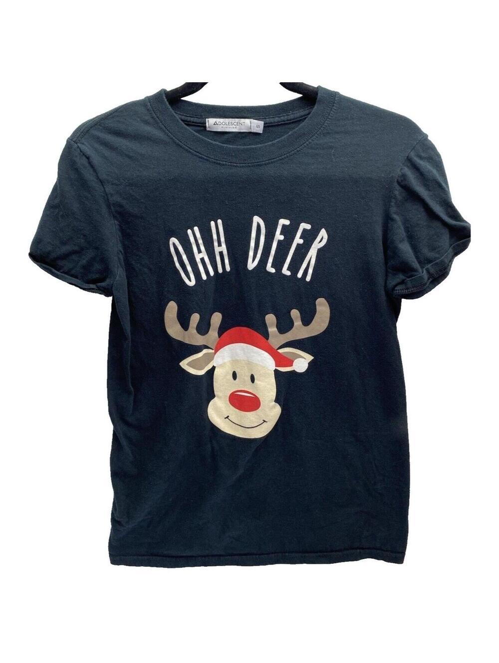 Ohh Deer Women's T shirt Small Christmas Deer Red Nose Reindeer Tee shirt GUC